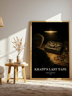 Krapp's last tape watercolour print in frame leaning in hallway – literary fiction wall art