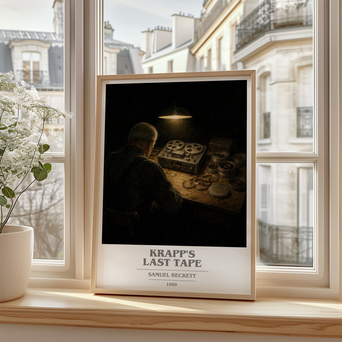 Krapp's last tape book cover poster colour and style options – Samuel Beckett book art (mockup)