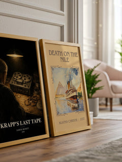 Krapp's last tape watercolour print framed by window – literary home decor