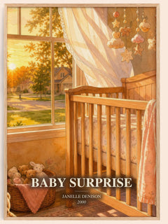 Baby Surprise watercolour book poster by Janelle Denison – framed literary art print
