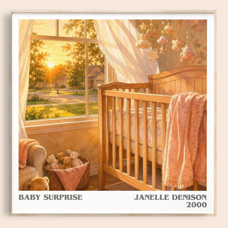 Baby Surprise literary book poster by Janelle Denison – framed literary art print