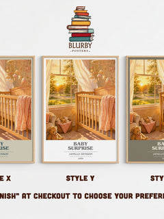 Baby Surprise book cover print in frame leaning in hallway – romance wall art