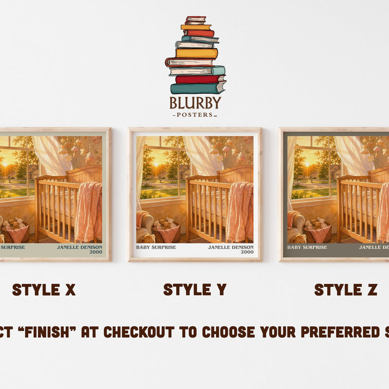 Baby Surprise literary print in frame leaning in hallway – romance wall art