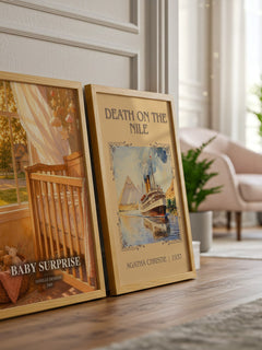 Baby Surprise watercolour print framed by window – literary home decor
