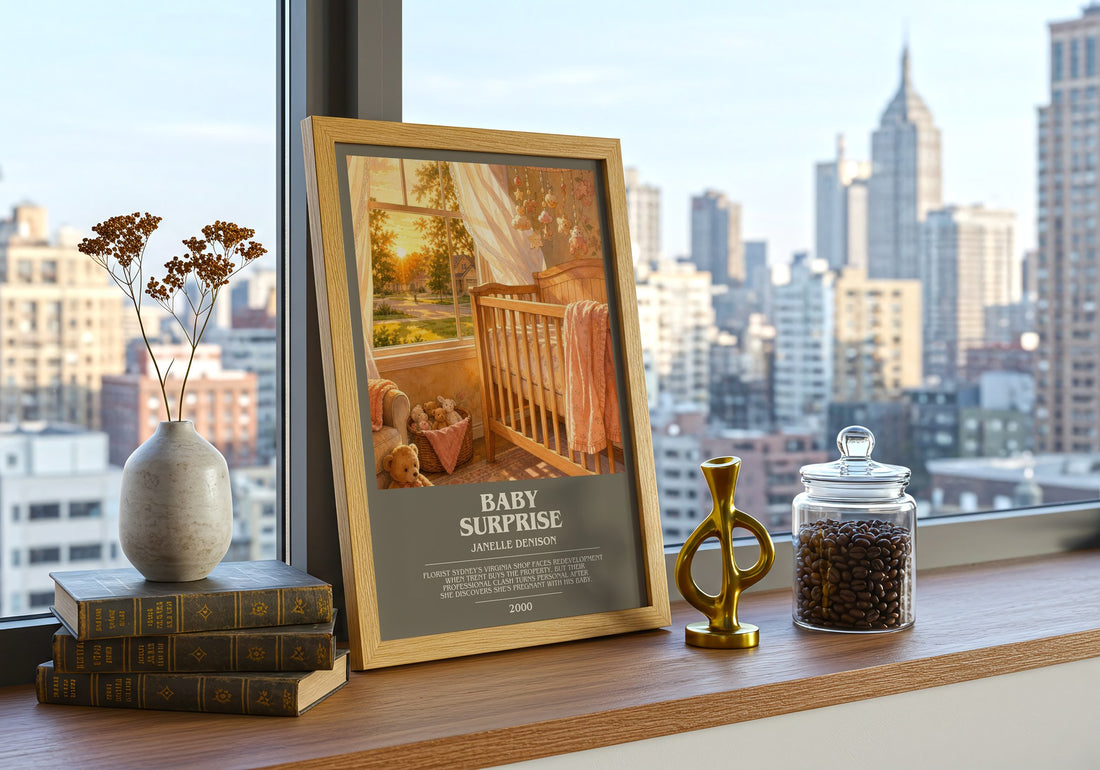 Baby Surprise bookish print framed by window – literary home decor