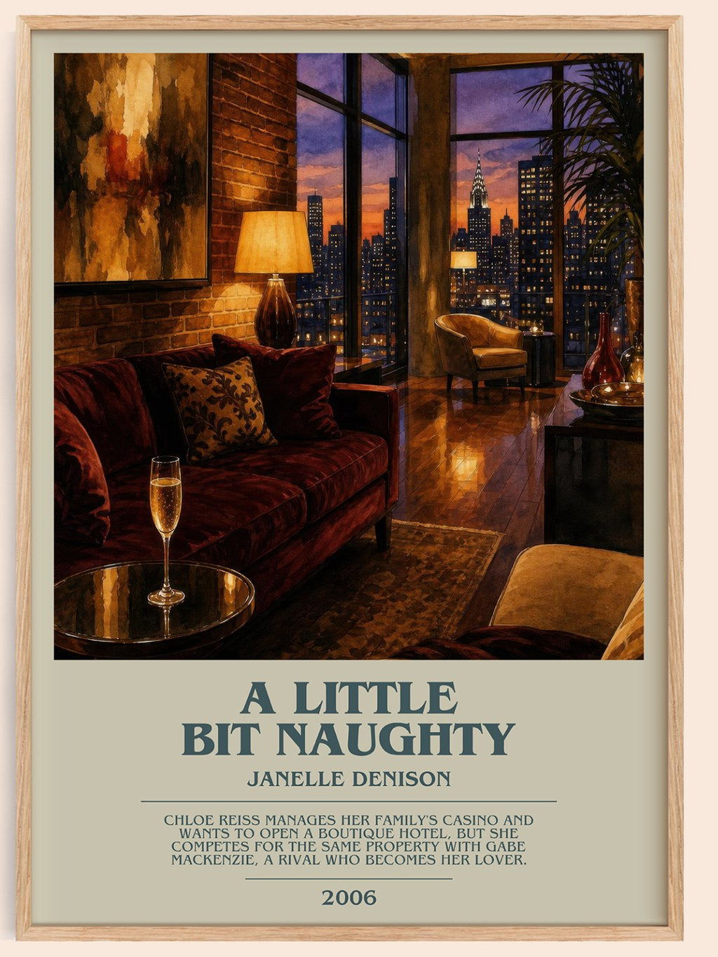 A Little Bit Naughty bookish book poster by Janelle Denison – framed literary art print