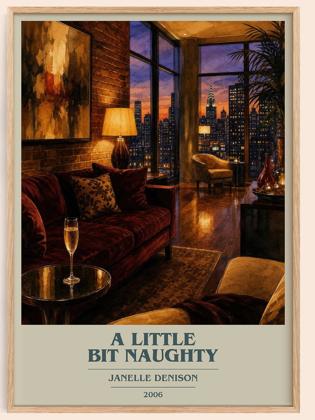 A Little Bit Naughty book cover book poster by Janelle Denison – framed literary art print