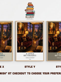 A Little Bit Naughty book cover print in frame leaning in hallway – romance wall art