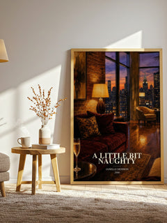 A Little Bit Naughty watercolour print in frame leaning in hallway – romance wall art