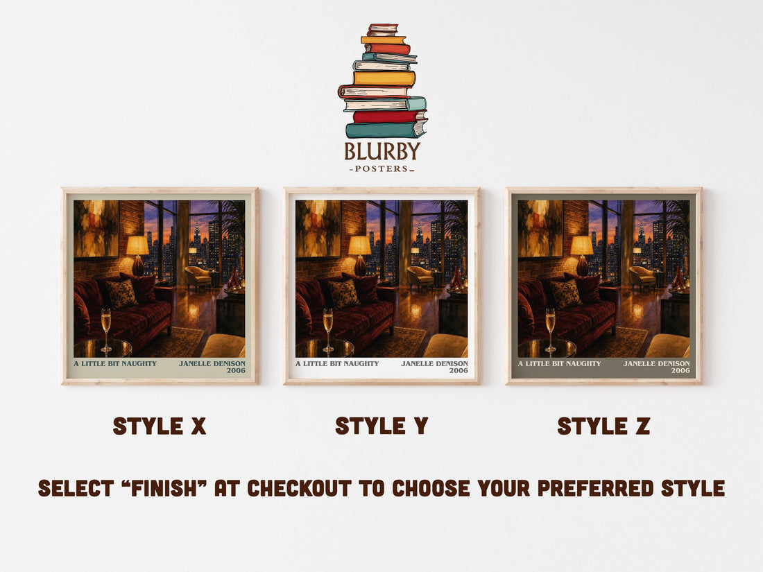 A Little Bit Naughty literary print in frame leaning in hallway – romance wall art (mockup)