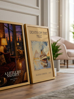 A Little Bit Naughty watercolour print framed by window – literary home decor