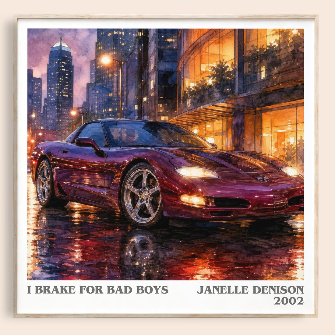 I brake for bad boys literary book poster by Janelle Denison – framed literary art print