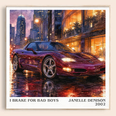 I brake for bad boys literary book poster by Janelle Denison – framed literary art print