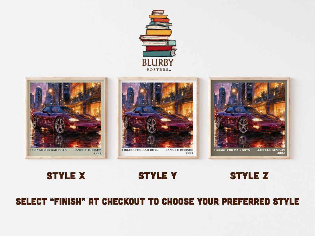 I brake for bad boys literary print in frame leaning in hallway – romance wall art (mockup)