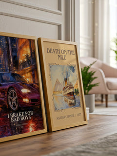 I brake for bad boys watercolour print framed by window – literary home decor