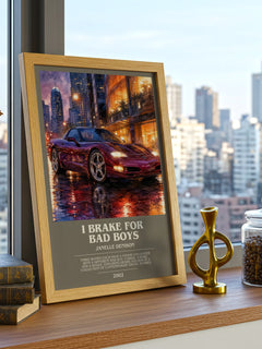 I brake for bad boys bookish print framed by window – literary home decor