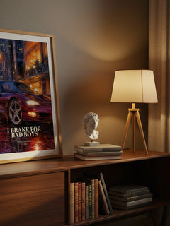 I brake for bad boys watercolour print on bookshelf – Janelle Denison fan gift