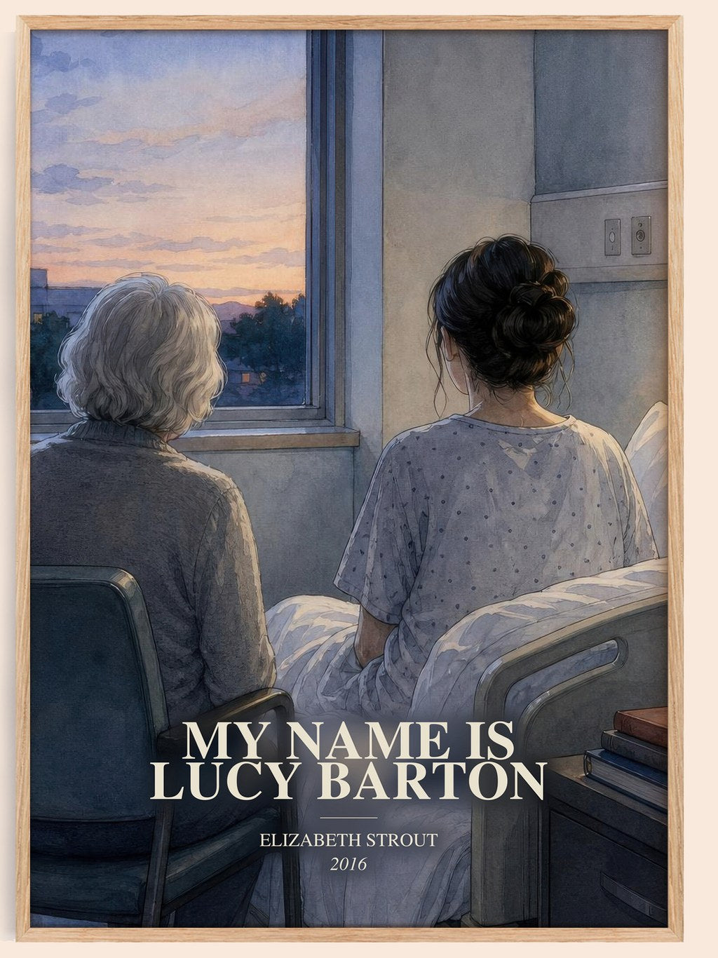 My Name is Lucy Barton watercolour book poster by Elizabeth Strout – framed literary art print
