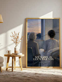 My Name is Lucy Barton watercolour print in frame leaning in hallway – literary fiction wall art