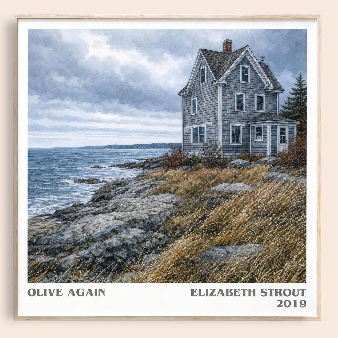 Olive Again literary book poster by Elizabeth Strout – framed literary art print