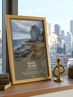 Olive Again bookish print framed by window – literary home decor