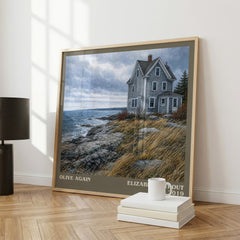 Olive Again literary print framed by window – literary home decor