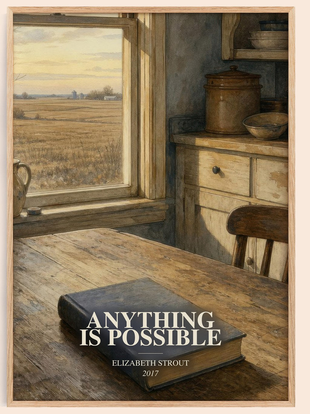 Anything is possible watercolour book poster by Elizabeth Strout – framed literary art print