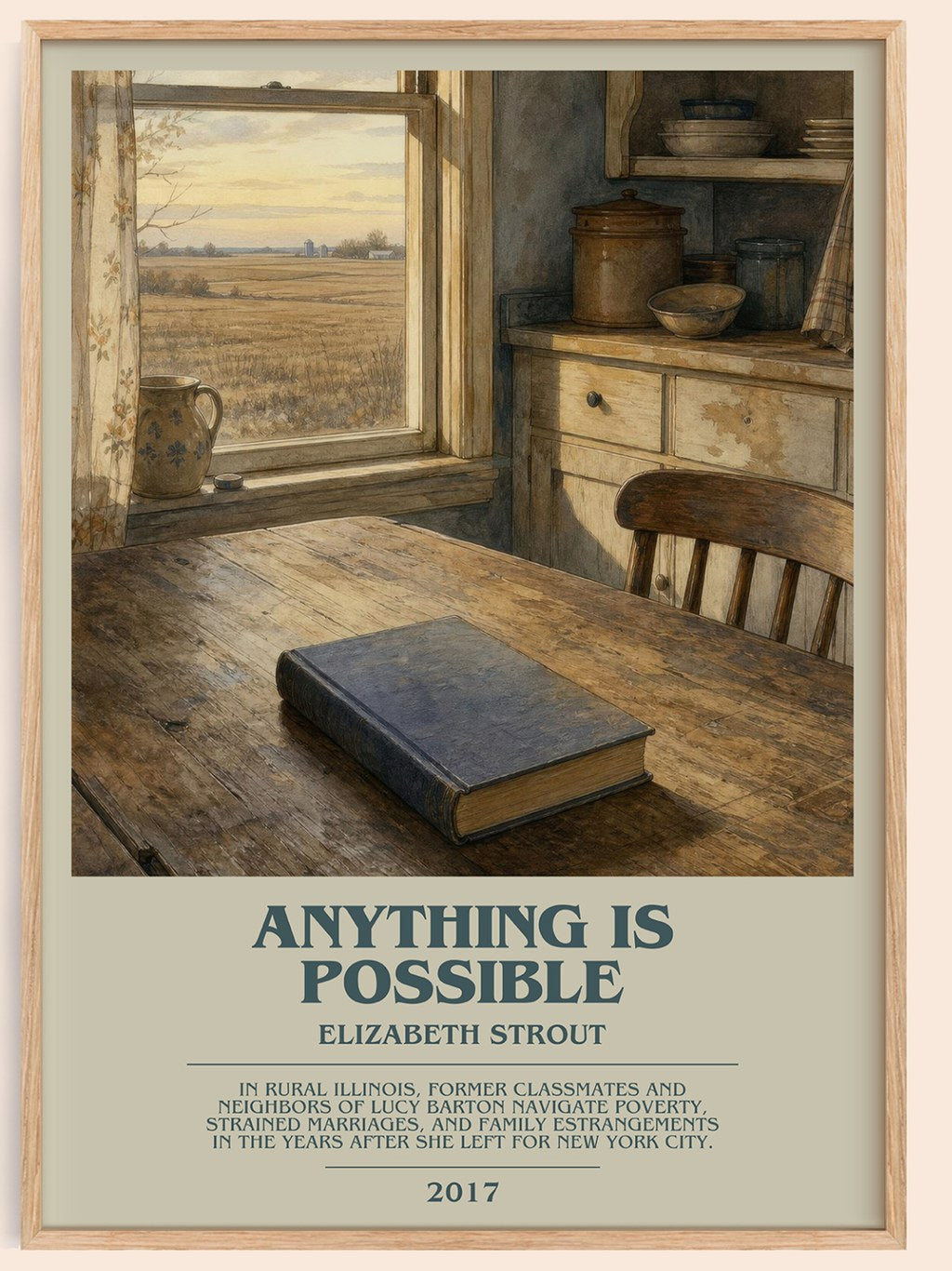 Anything is possible bookish book poster by Elizabeth Strout – framed literary art print
