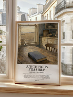 Anything is possible bookish poster colour and style options – Elizabeth Strout book art