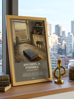 Anything is possible bookish print framed by window – literary home decor