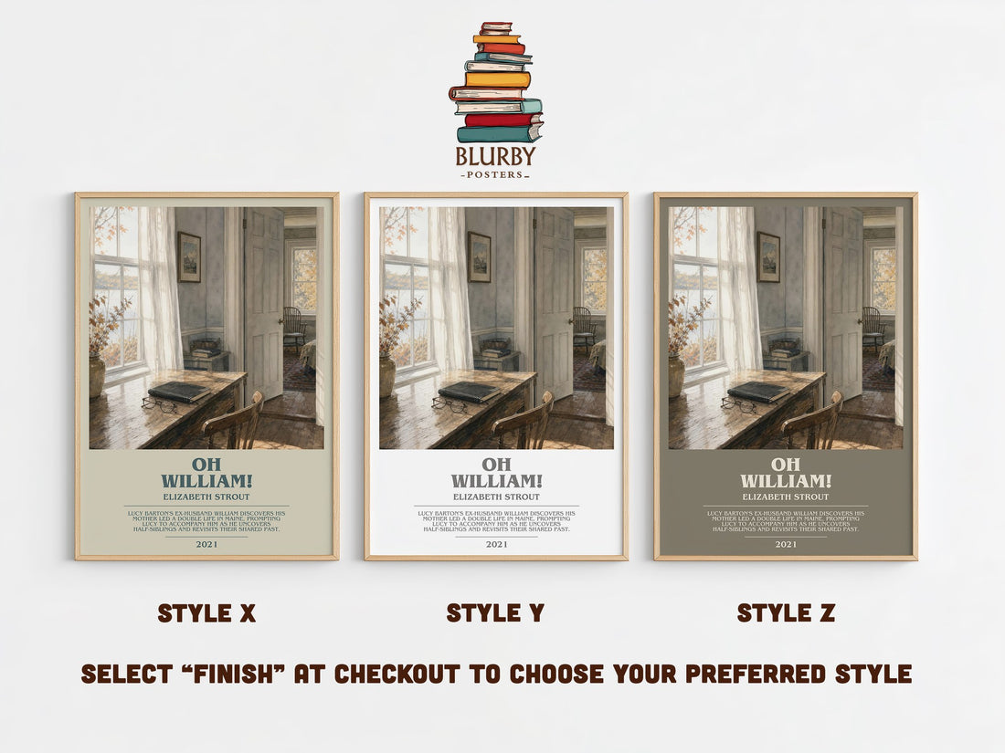 Oh William! bookish print in frame leaning in hallway – literary fiction wall art (mockup)