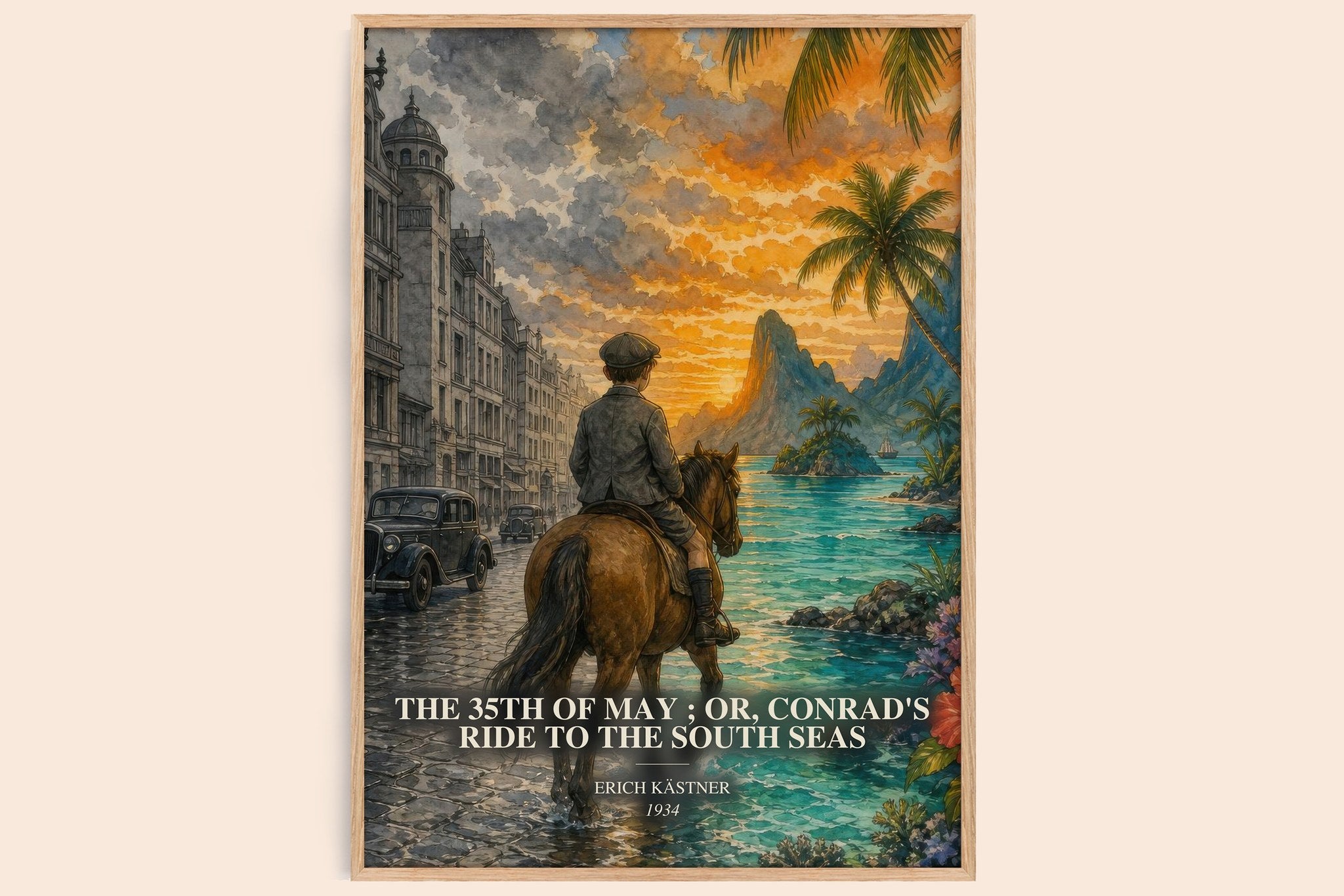 The 35th of May ; or, Conrad's ride to the South seas Book Watercolour Illustration by Erich Kästner