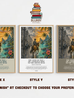 The 35th of May ; or, Conrad's ride to the South seas bookish print in frame leaning in hallway – childrens wall art