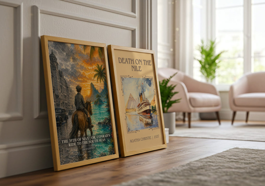 The 35th of May ; or, Conrad's ride to the South seas watercolour print framed by window – literary home decor
