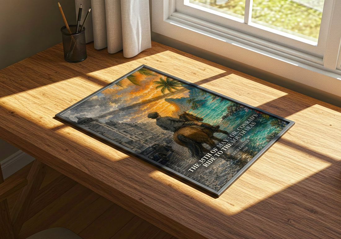 The 35th of May ; or, Conrad's ride to the South seas watercolour book poster framed on wall – childrens wall art