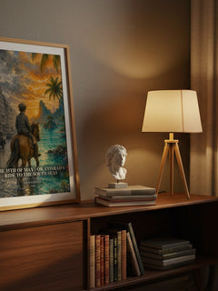 The 35th of May ; or, Conrad's ride to the South seas watercolour print on bookshelf – Erich Kästner fan gift