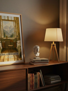 Lisa and Lottie watercolour print on bookshelf – Erich Kästner fan gift