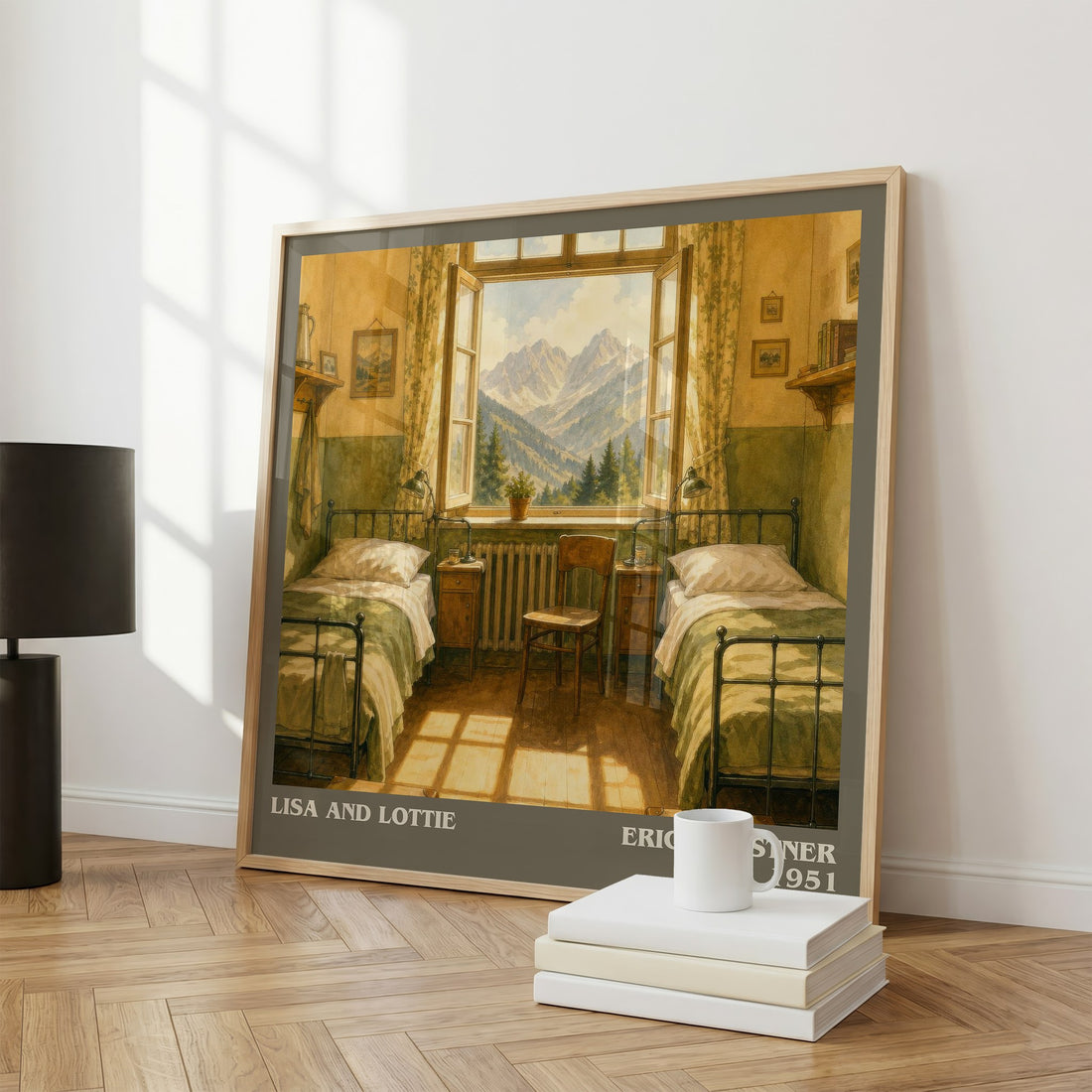 Lisa and Lottie literary print framed by window – literary home decor