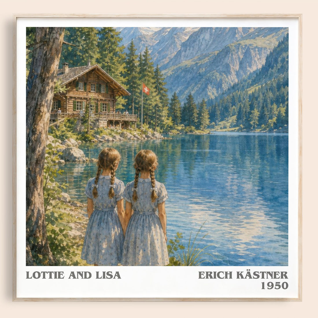 Lottie and Lisa literary book poster by Erich Kästner – framed literary art print