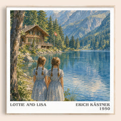 Lottie and Lisa literary book poster by Erich Kästner – framed literary art print