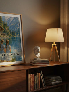 Lottie and Lisa watercolour print on bookshelf – Erich Kästner fan gift