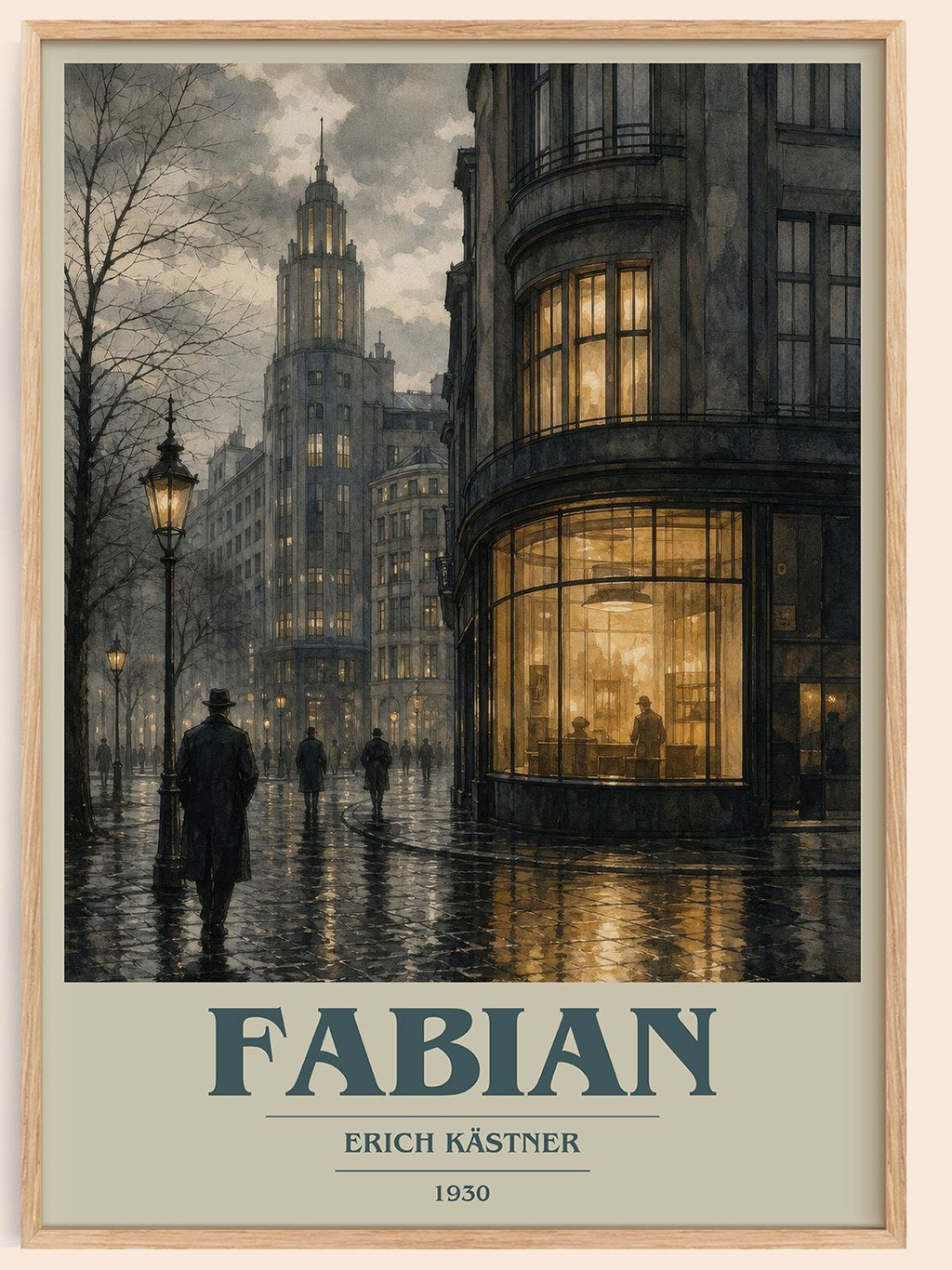 Fabian book cover book poster by Erich Kästner – framed literary art print