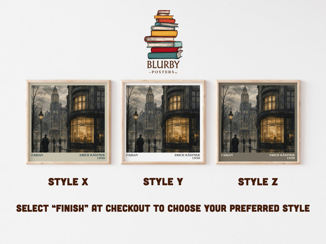 Fabian literary print in frame leaning in hallway – literary fiction wall art (mockup)