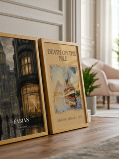 Fabian watercolour print framed by window – literary home decor