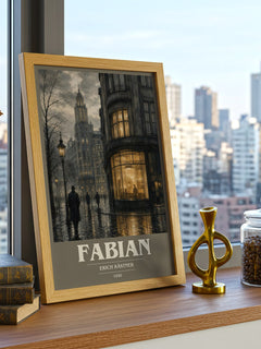Fabian book cover print framed by window – literary home decor
