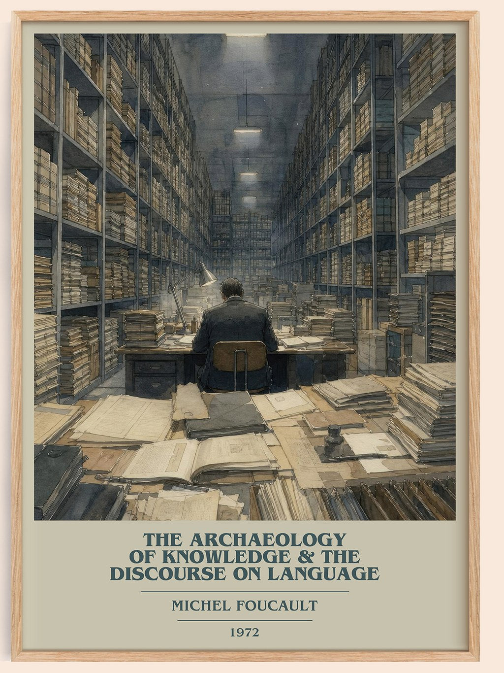 The archaeology of knowledge & The discourse on language book cover book poster by Michel Foucault – framed literary art