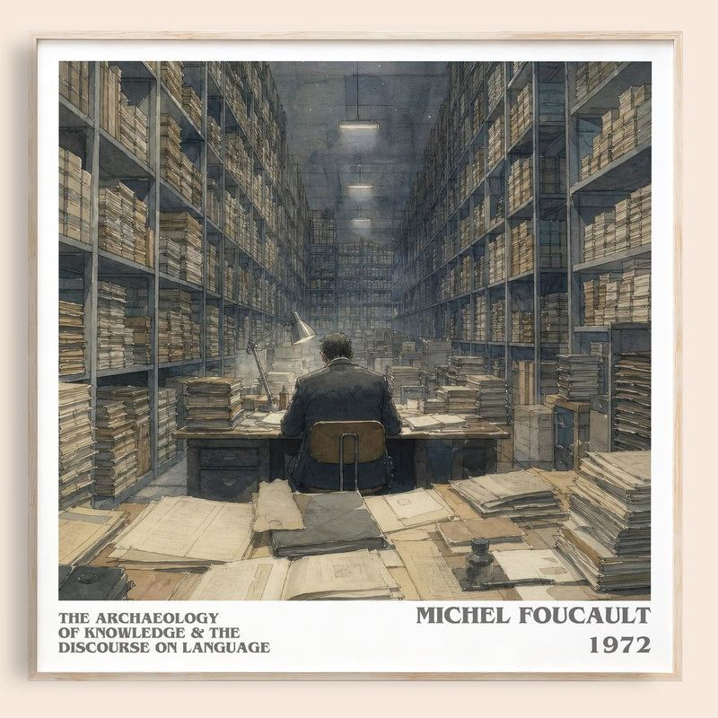 The archaeology of knowledge & The discourse on language literary book poster by Michel Foucault – framed literary art print