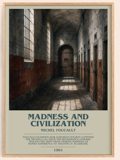 Madness and Civilization bookish book poster by Michel Foucault – framed literary art print