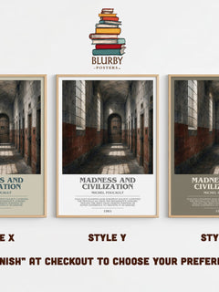 Madness and Civilization bookish print in frame leaning in hallway – philosophy wall art