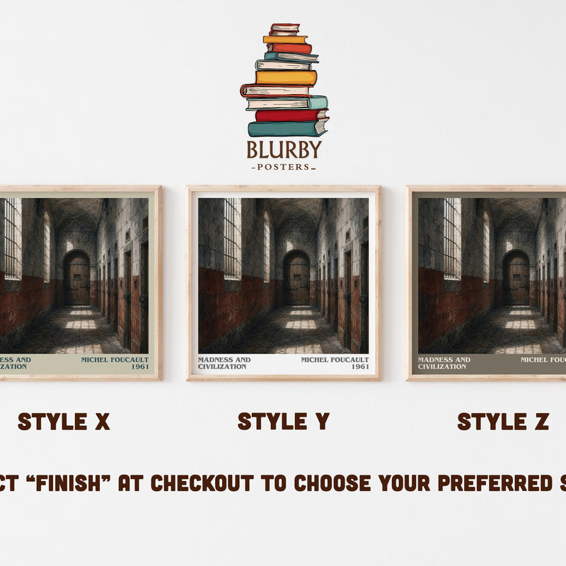 Madness and Civilization literary print in frame leaning in hallway – philosophy wall art